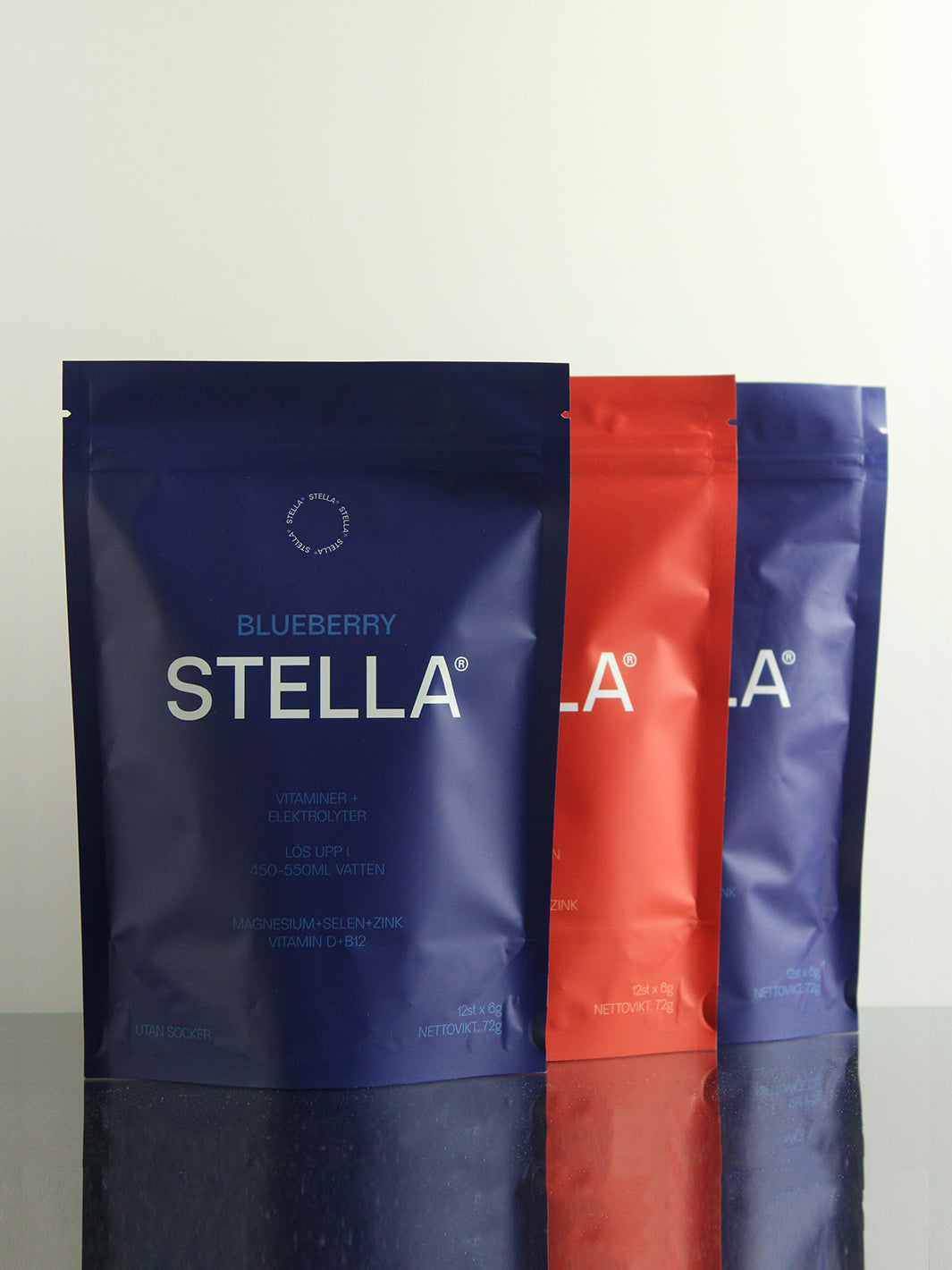 Tre-pack av STELLA som står uppradade.  